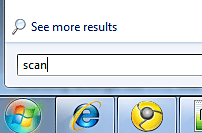 Windows 7 Start Button, Search Box, Scan